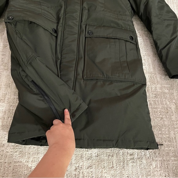 Sam Edelman faux fur olive green parka NEW - Picture 2 of 9